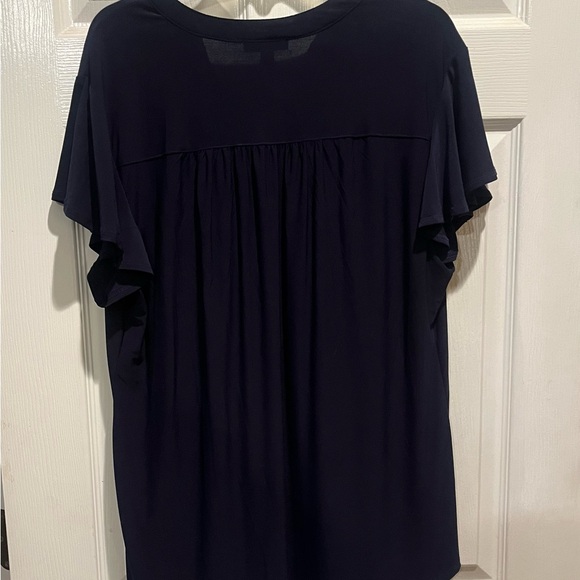 Cocomo Woman 1X Navy Flutter Sleeve Blouse - Picture 3 of 7